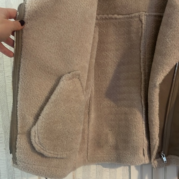 Zara Moto Sherpa Jacket sz M - Picture 4 of 6
